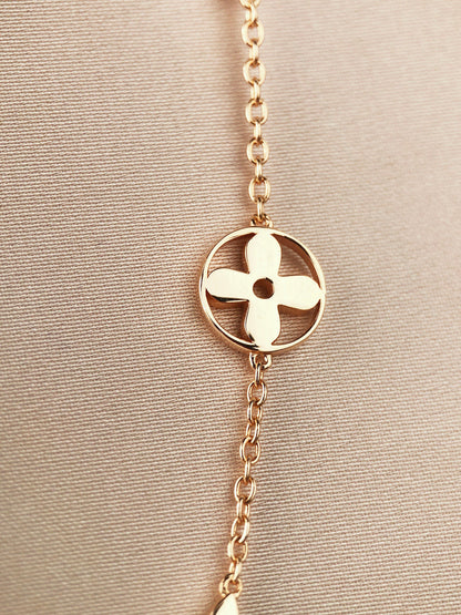 [Solara Jewelry ]STAR AND SUN 7 MOTIFS GOLD BRACELET