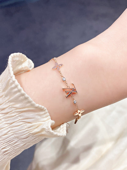 [Solara Jewelry ]STAR AND SUN 7 MOTIFS GOLD BRACELET