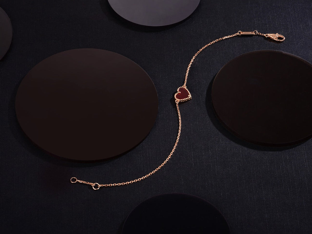 [Solara Jewelry ]HERZ-KARNEOL-ROSÉGOLD-ARMBAND