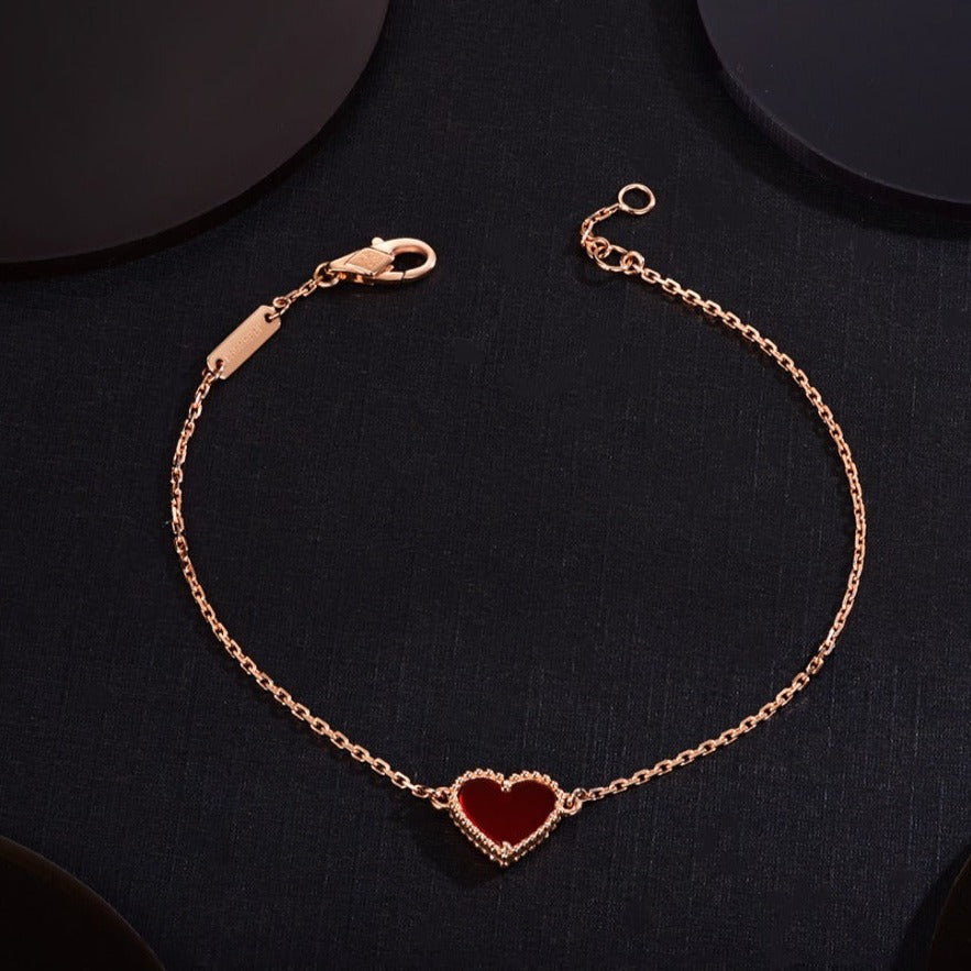 [Solara Jewelry ]HERZ-KARNEOL-ROSÉGOLD-ARMBAND
