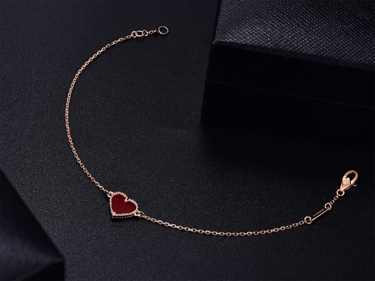 [Solara Jewelry ]HERZ-KARNEOL-ROSÉGOLD-ARMBAND