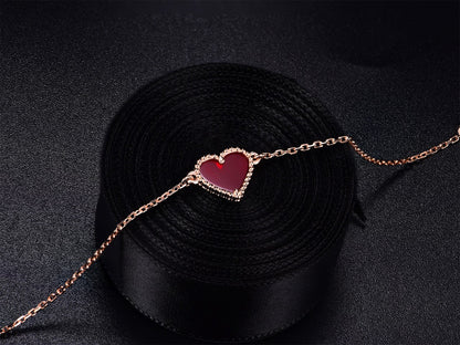 [Solara Jewelry ]HERZ-KARNEOL-ROSÉGOLD-ARMBAND