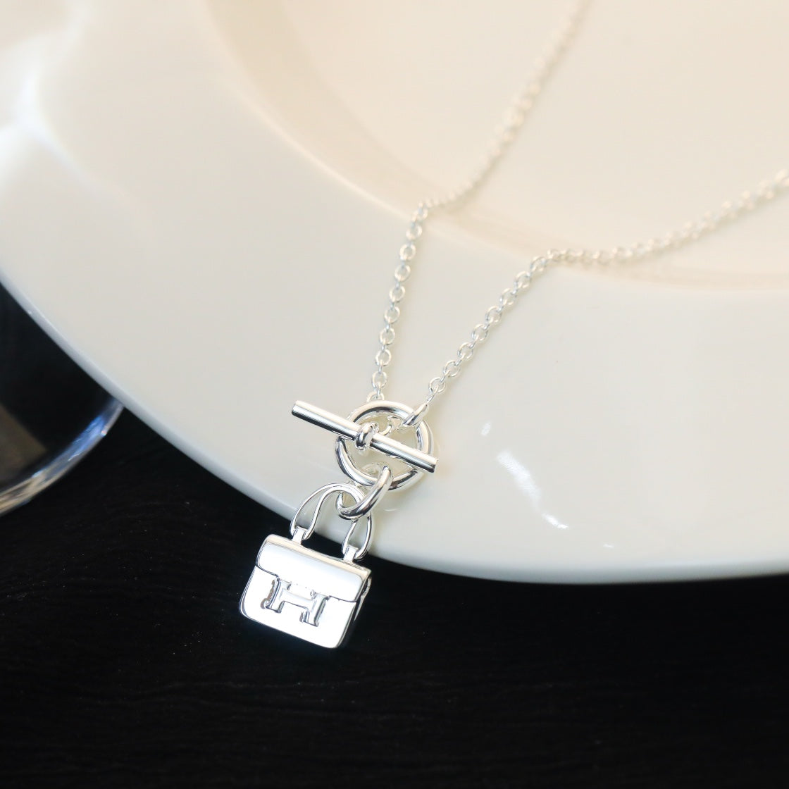 [Solara Jewelry ]POP H PEDANT SILVER NECKLACE