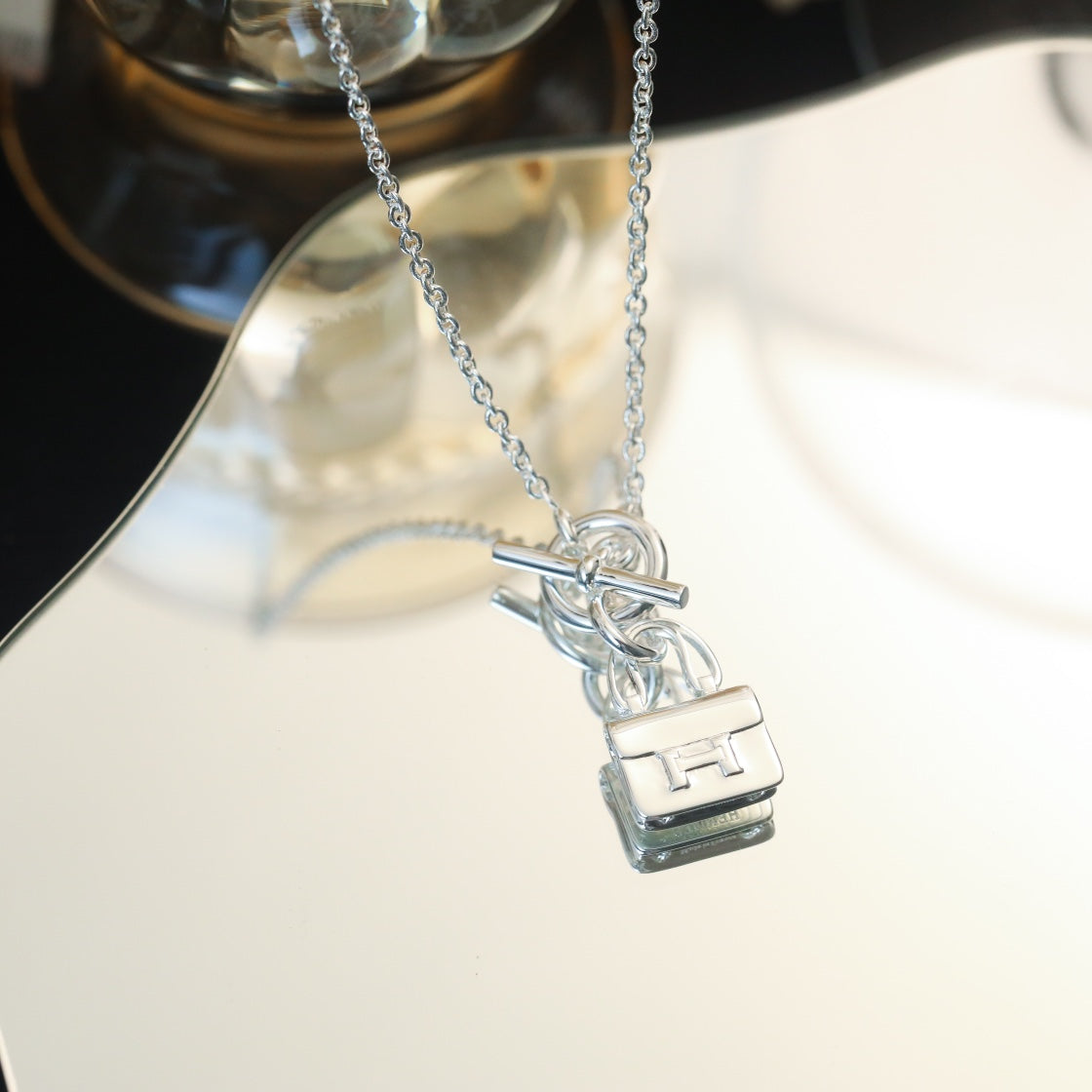 [Solara Jewelry ]POP H ANHÄNGER SILBERNE HALSKETTE