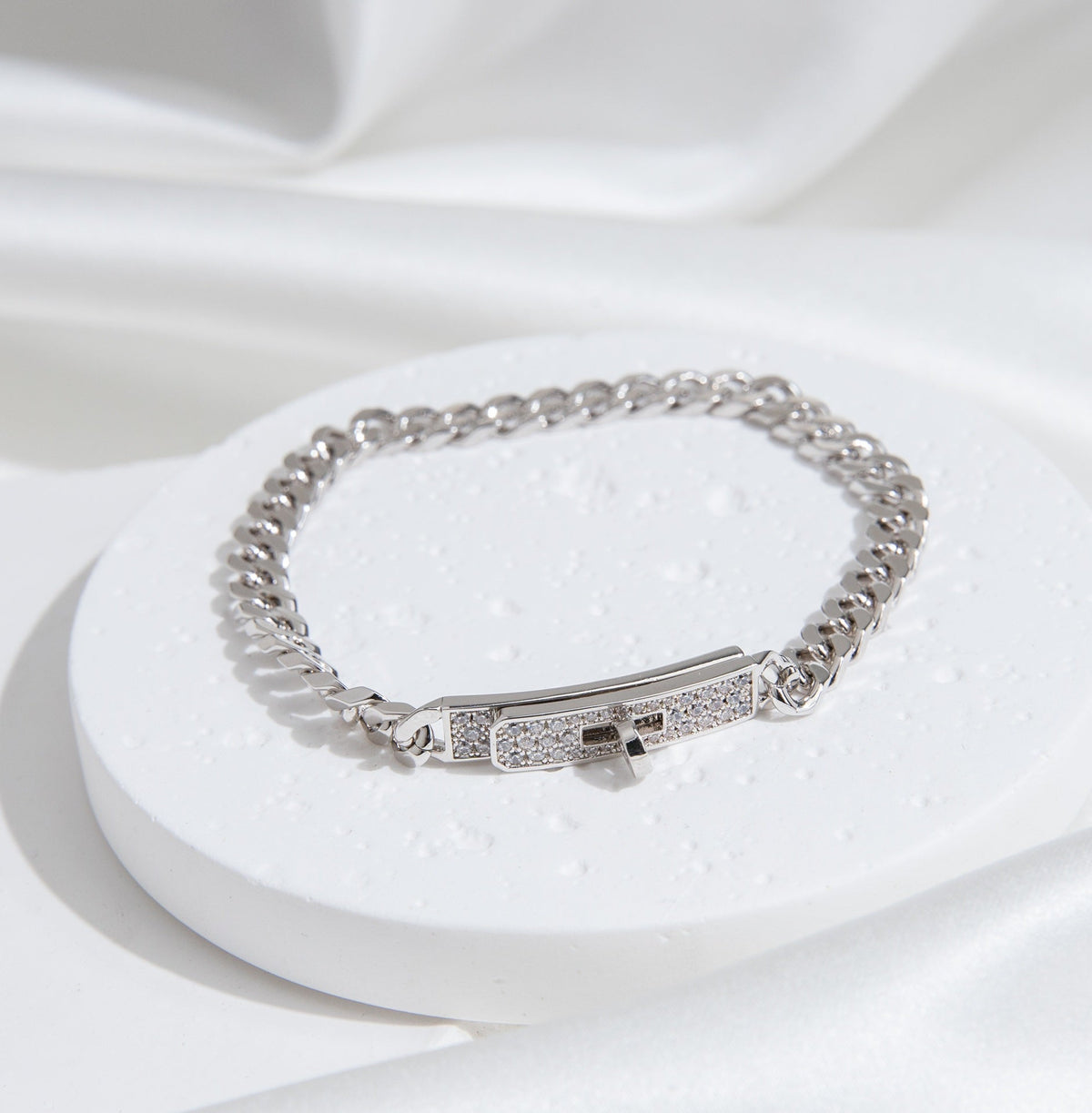 [Solara Jewelry ]KELLY CHAIN SILVER DIAMOND BRACELET