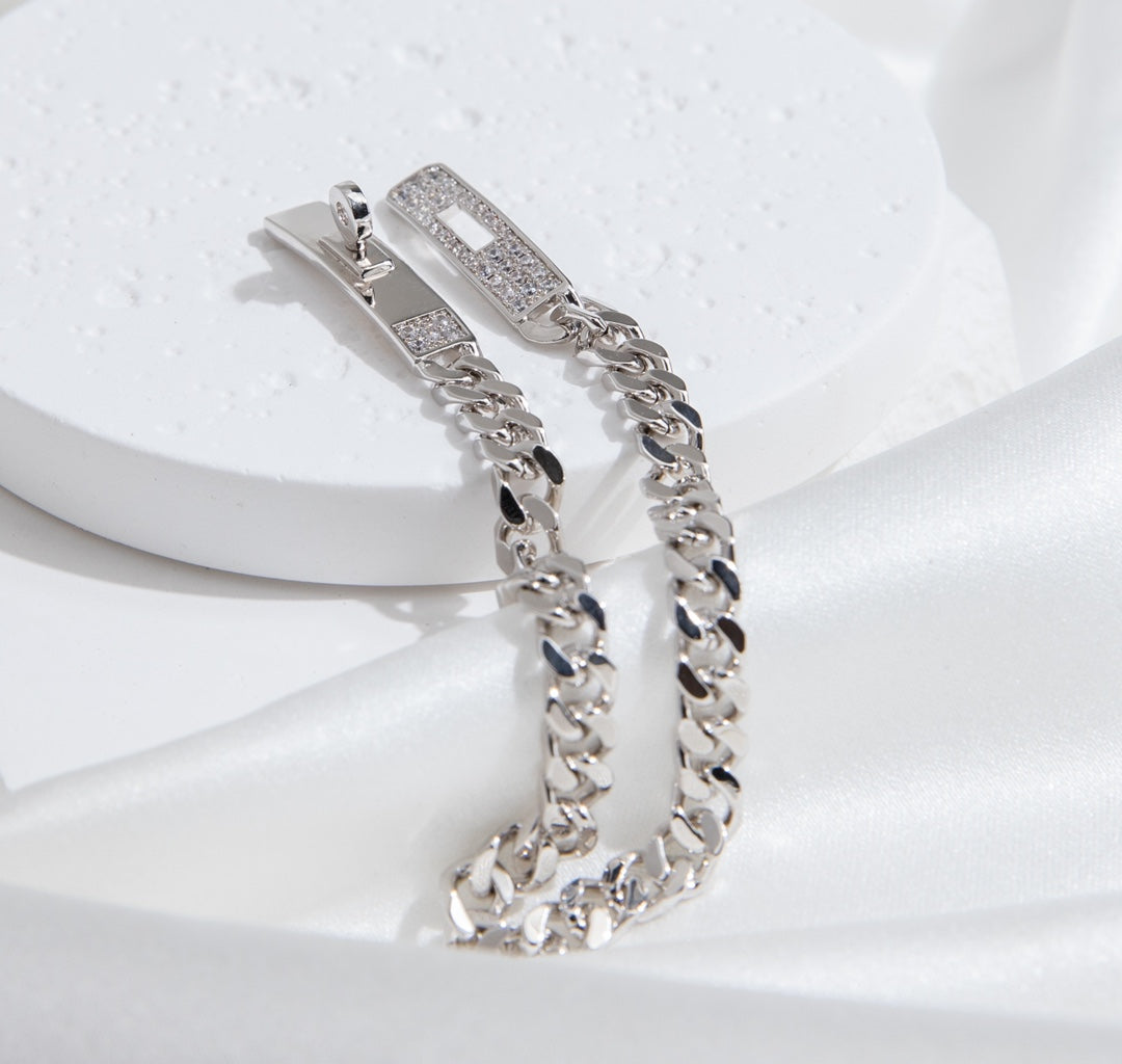 [Solara Jewelry ]KELLY CHAIN SILVER DIAMOND BRACELET