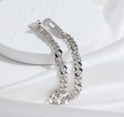 [Solara Jewelry ]KELLY CHAIN SILVER DIAMOND BRACELET