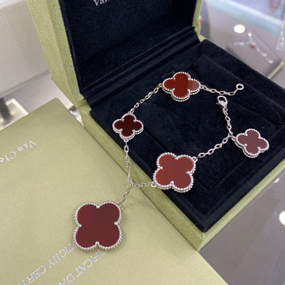 [Solara Jewelry ]クローバー 5モチーフ シルバー カーネリアン ブレスレット