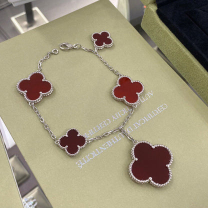 [Solara Jewelry ]クローバー 5モチーフ シルバー カーネリアン ブレスレット