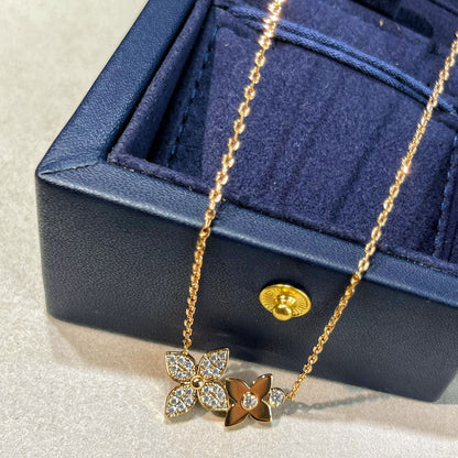 [Solara Jewelry ]STAR BLOSSOM NECKLACE PINK GOLD DIAMONDS