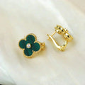 [Solara Jewelry ]CLOVER MEDIUM OHRRINGE MIT 1 MOTIV MALACHIT UND DIAMANTEN
