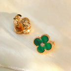 [Solara Jewelry ]CLOVER MEDIUM OHRRINGE MIT 1 MOTIV MALACHIT UND DIAMANTEN