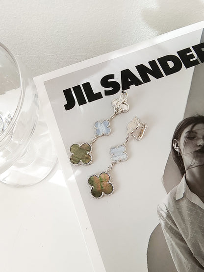 [Solara Jewelry ]クローバー 3モチーフ カルセドニー ダークMOP シルバー ピアス