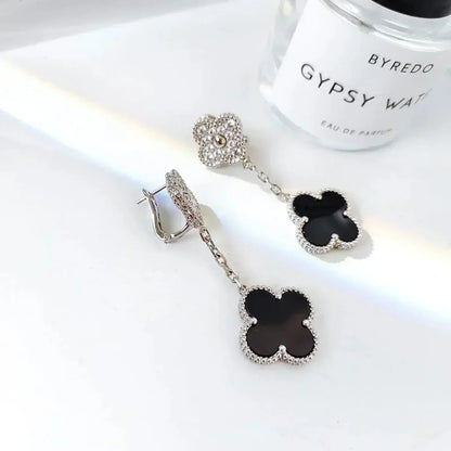[Solara Jewelry ]KLEEBÜTE 2 MOTIVE DIAMANT-ONYX-OHRRINGE SILBER