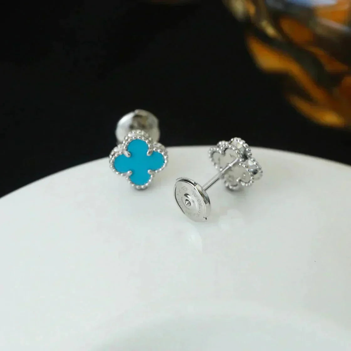 [Solara Jewelry ]クローバーミニターコイズシルバースタッドピアス