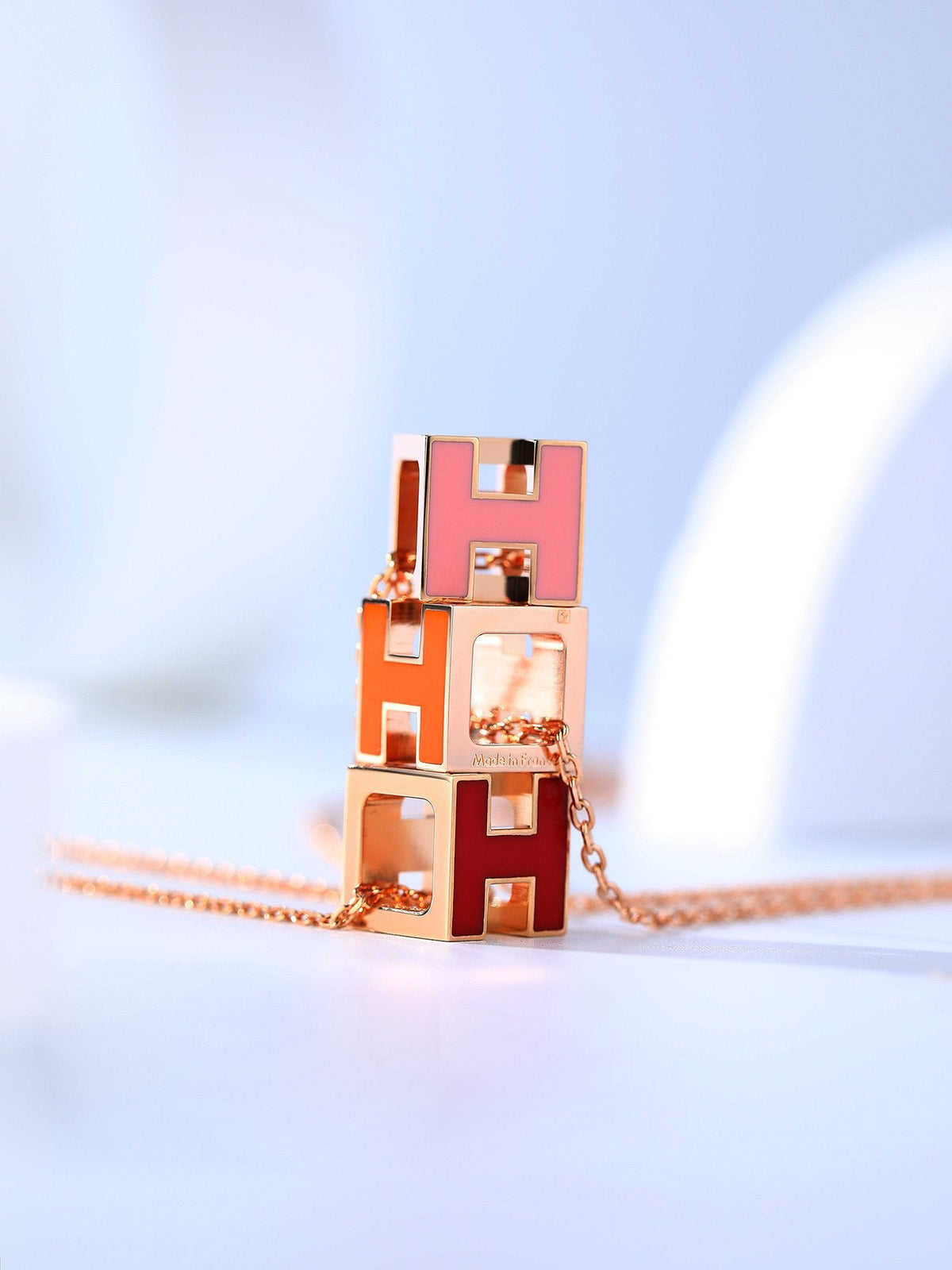 [Solara Jewelry ]H CAGE PINK GOLD NECKLACE