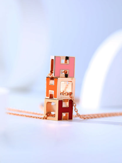 [Solara Jewelry ]H CAGE PINK GOLD NECKLACE