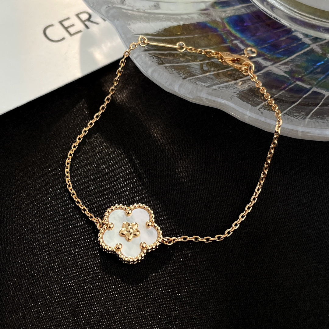 [Solara Jewelry ]LUCKY SPRING ROSÉGOLD-PERLMUTT-ARMBAND