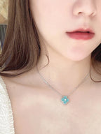[Solara Jewelry ]クローバー 1 ダイヤモンド ライトブルー シルバー ネックレス