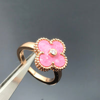 [Solara Jewelry ]CLOVER RHODONITE ROSE GOLD RING