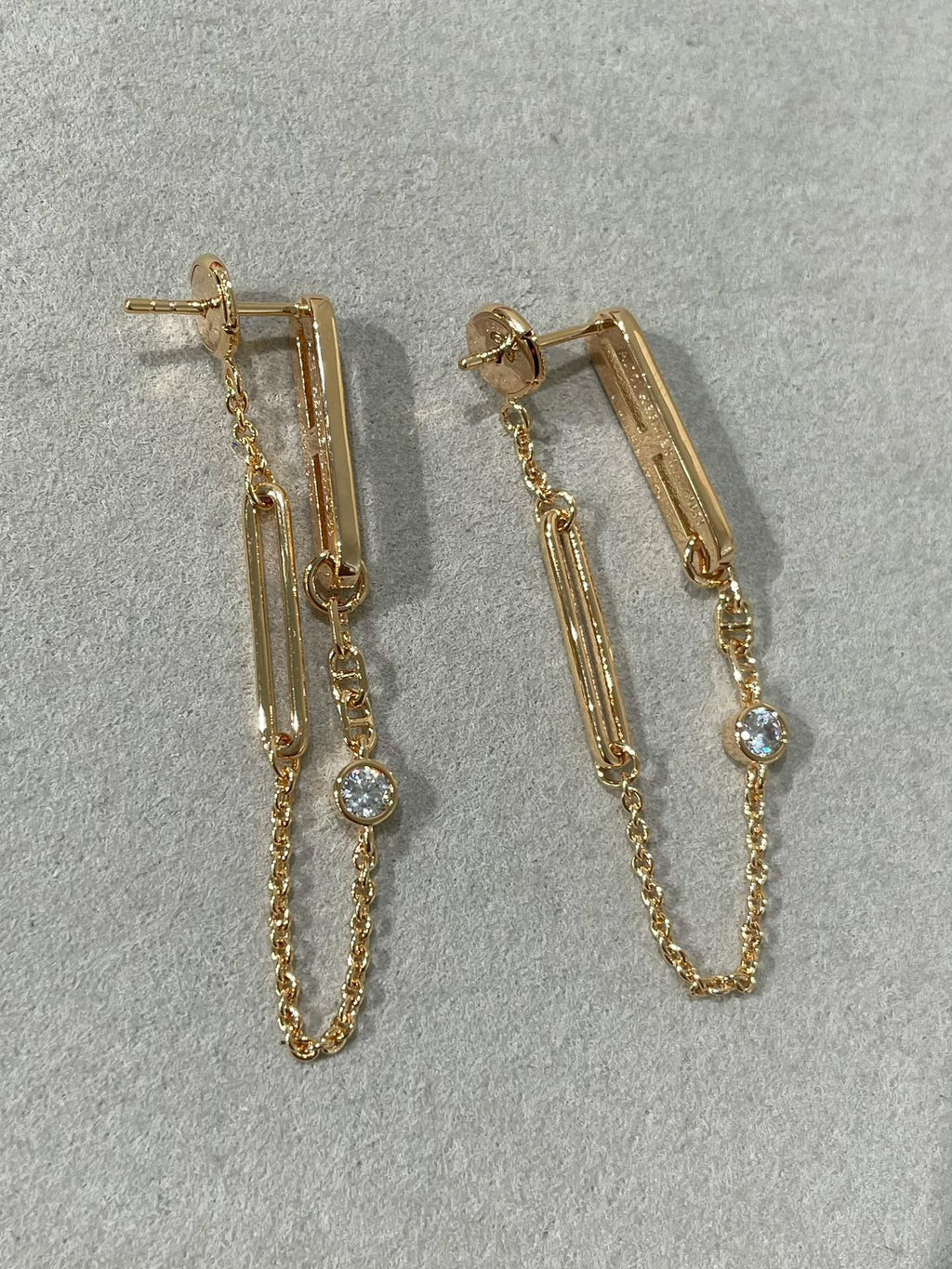 [Solara Jewelry ]CHAINE CHAOS DIAMOND DROP EARRINGS