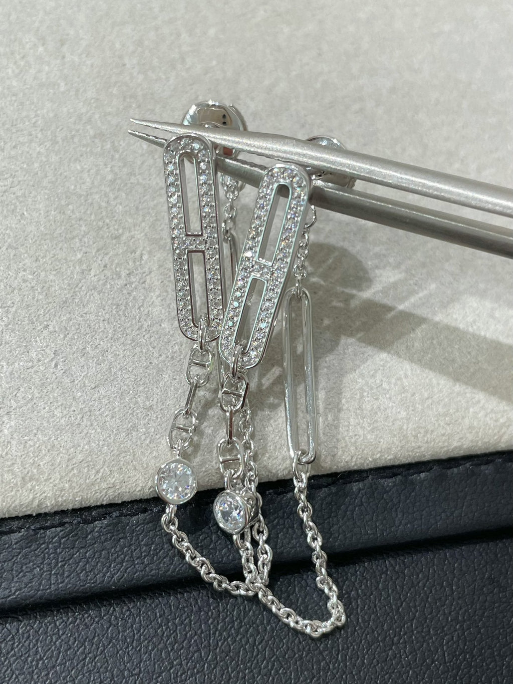 [Solara Jewelry ]CHAINE CHAOS DIAMOND DROP EARRINGS