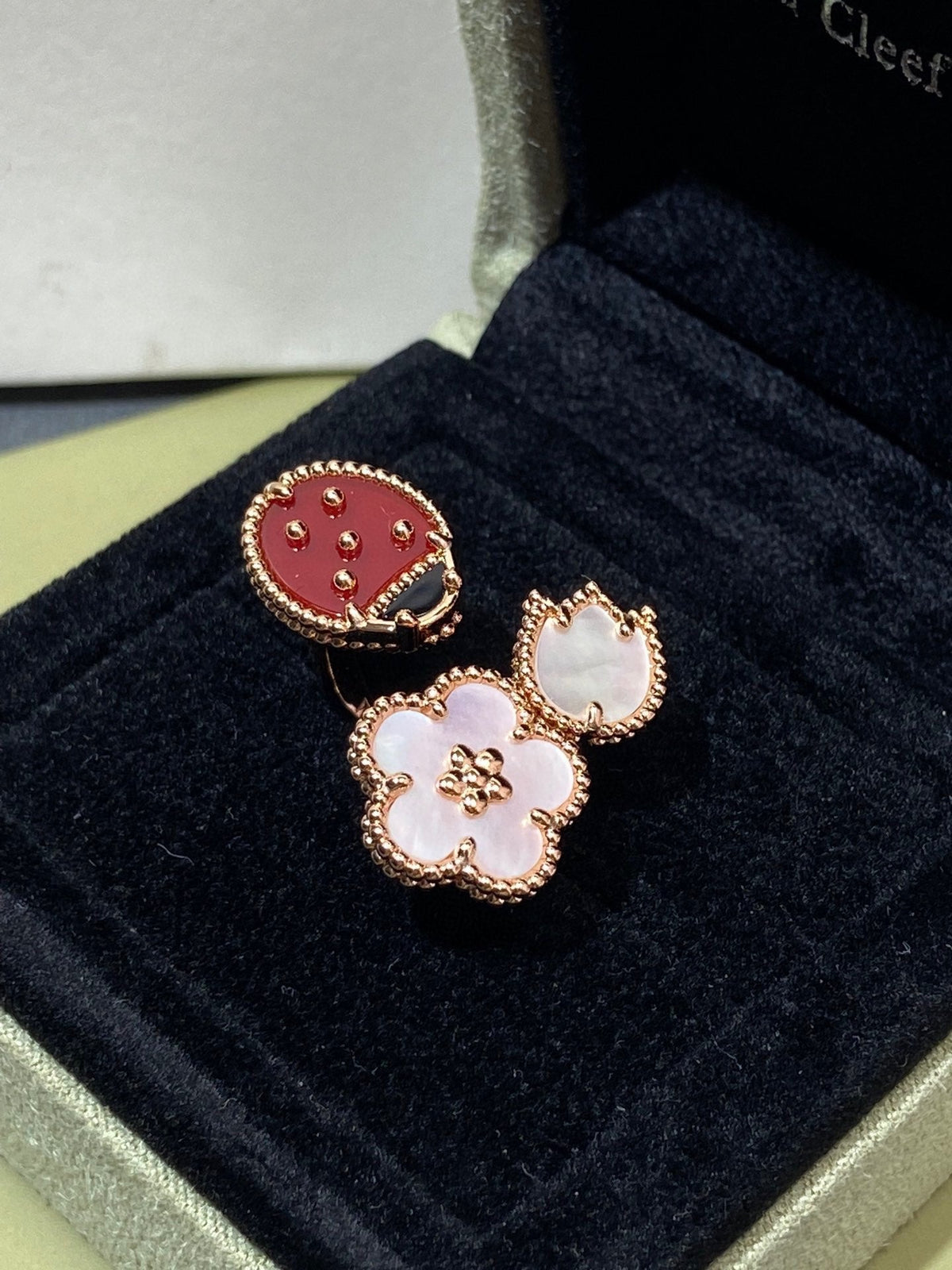 [Solara Jewelry ]LUCKY 3 MOTIF ROSE GOLD RING