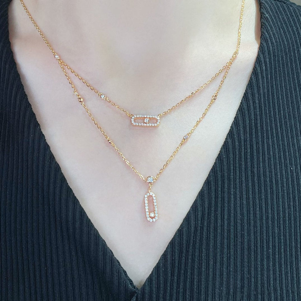 [Solara Schmuck]ZWEIREIHIGE DIAMANT-HALSKETTE