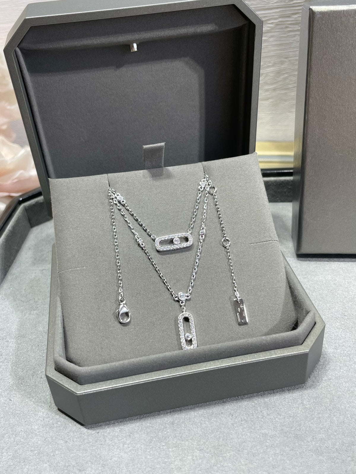 [Solara Schmuck]ZWEIREIHIGE DIAMANT-HALSKETTE
