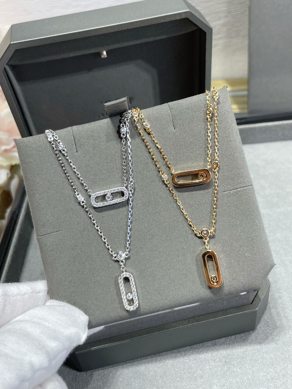 [Solara Schmuck]ZWEIREIHIGE DIAMANT-HALSKETTE