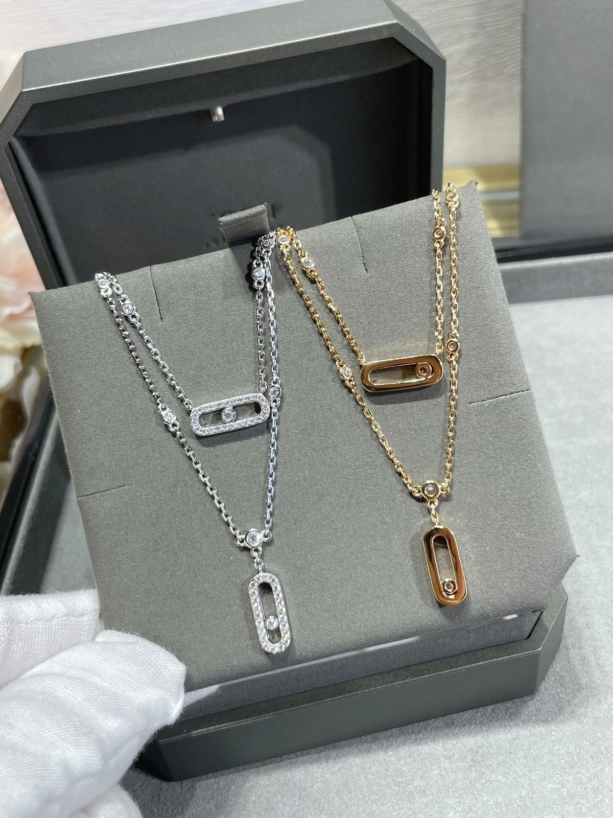 [Solara Schmuck]ZWEIREIHIGE DIAMANT-HALSKETTE