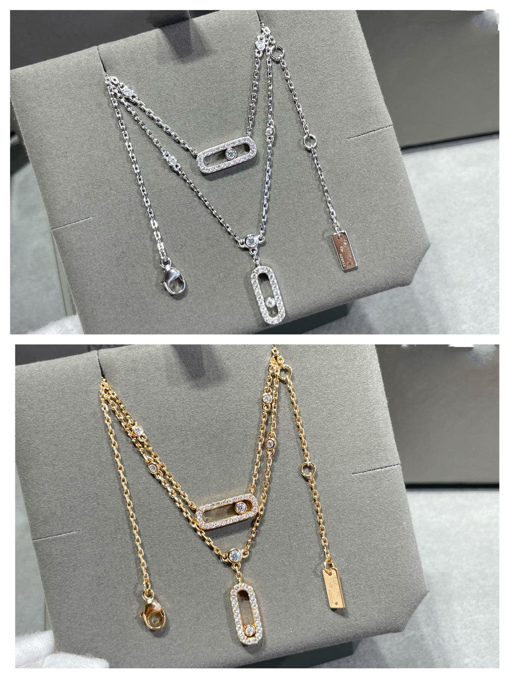 [Solara Schmuck]ZWEIREIHIGE DIAMANT-HALSKETTE
