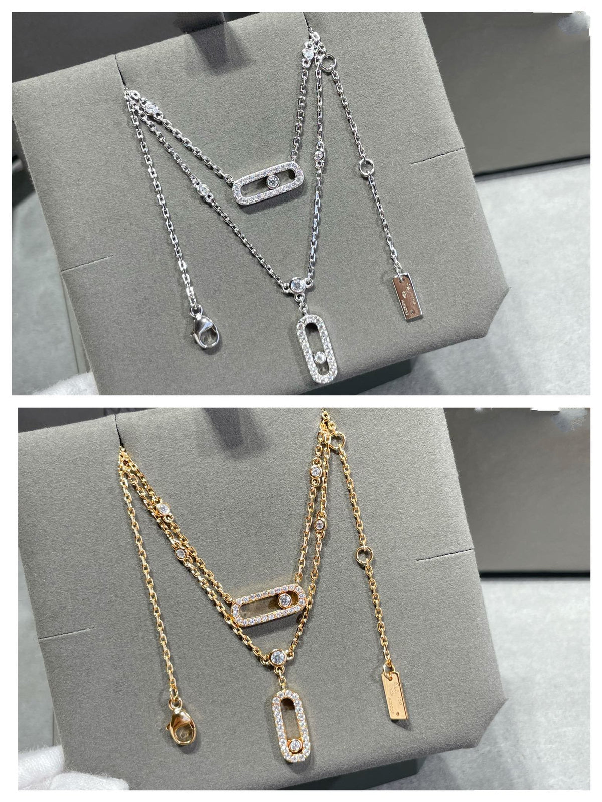 [Solara Schmuck]ZWEIREIHIGE DIAMANT-HALSKETTE