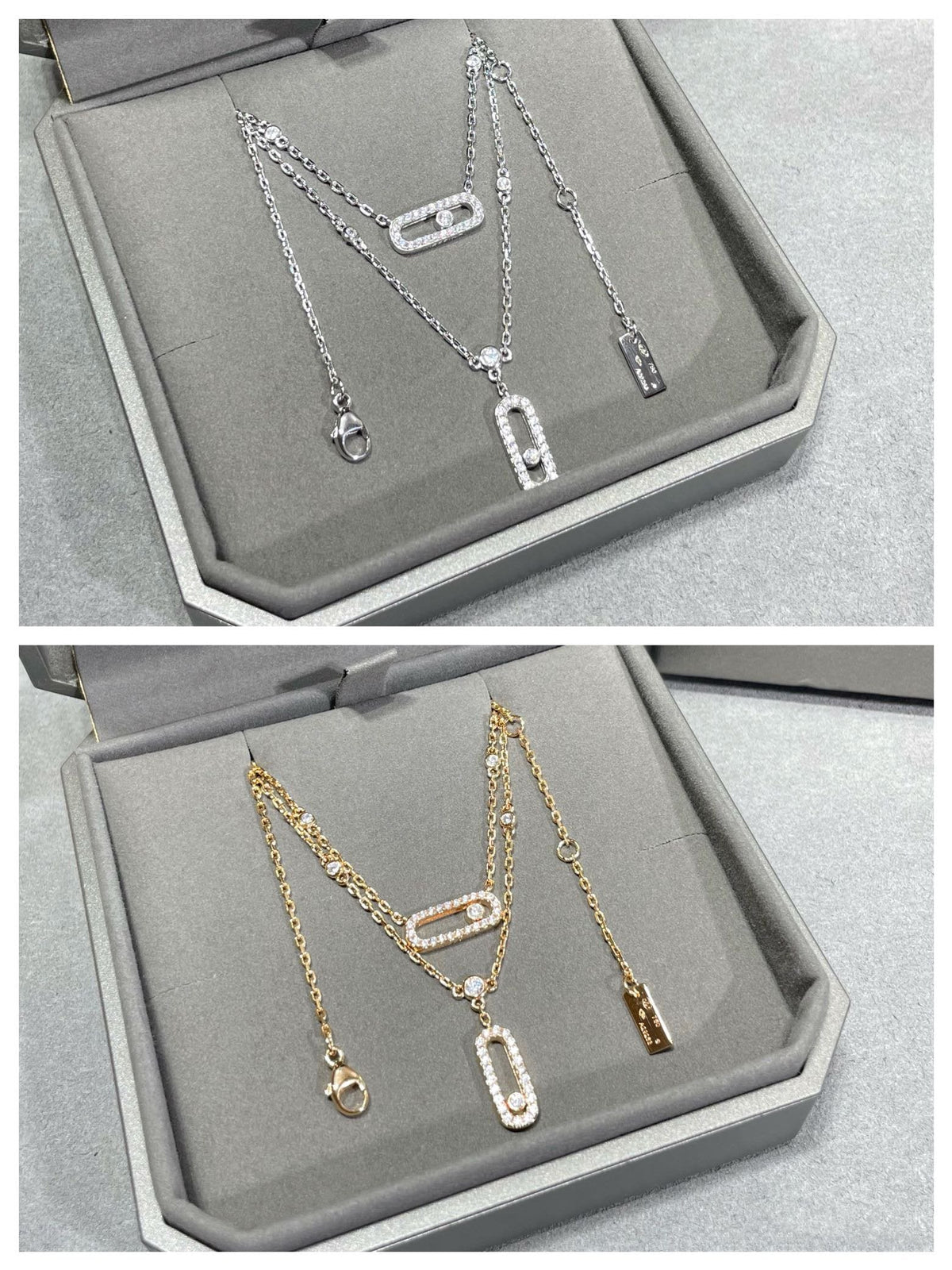 [Solara Schmuck]ZWEIREIHIGE DIAMANT-HALSKETTE