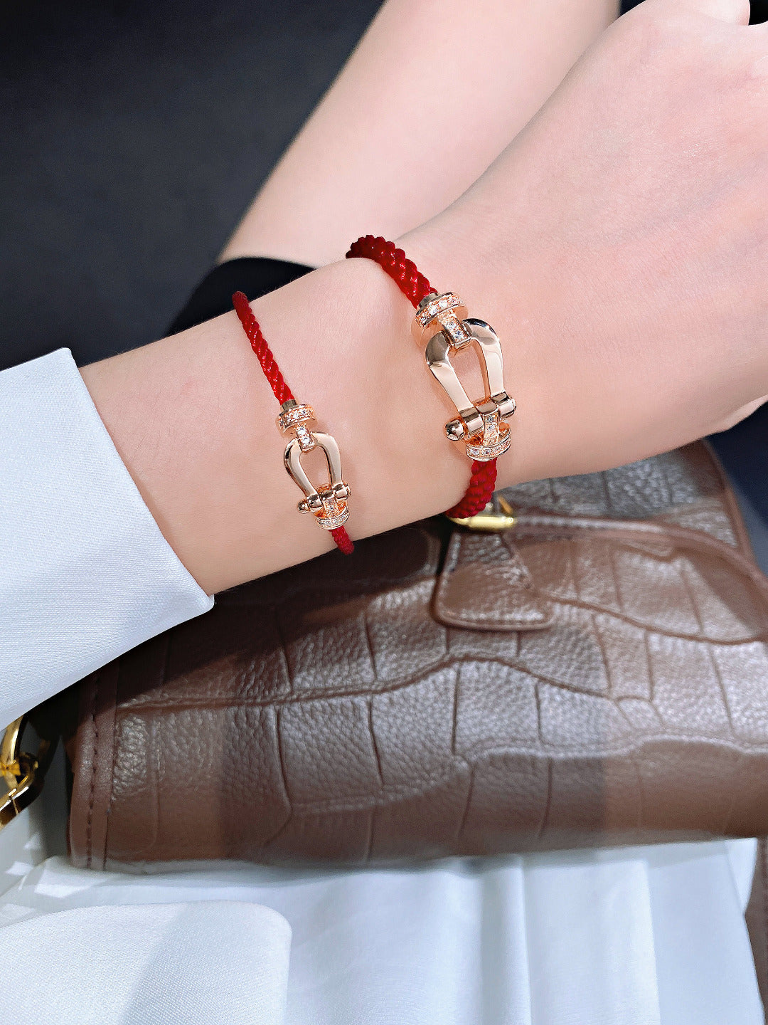 [Solara Jewelry ]FORCE 10 HALB DIAMANT ROTGOLD ROTES CORDERI GROSSES UND MITTLERES MODELL