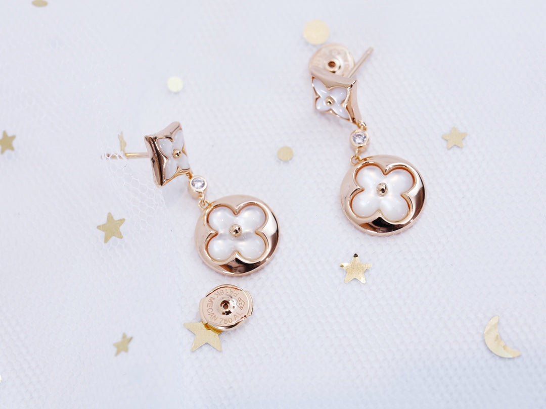 [Solara Jewelry ]STAR AND SUN PINK GOLD MOP DROP EARRINGS