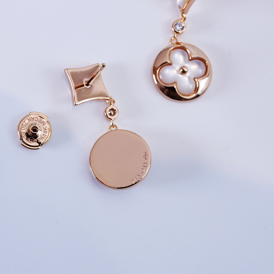 [Solara Jewelry ]STAR AND SUN PINK GOLD MOP DROP EARRINGS