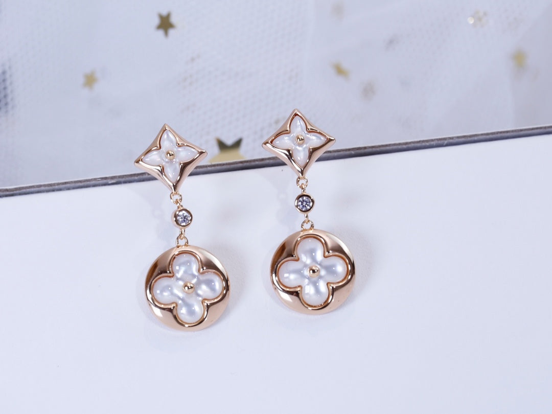 [Solara Jewelry ]STAR AND SUN PINK GOLD MOP DROP EARRINGS