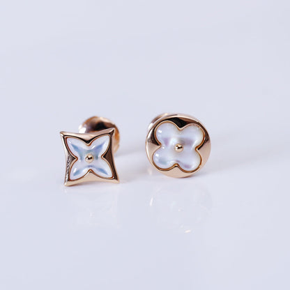 [Solara Schmuck] STERN- UND SONNEN-OHRSTECKER AUS ROSÉGOLD MIT PERLMUTT