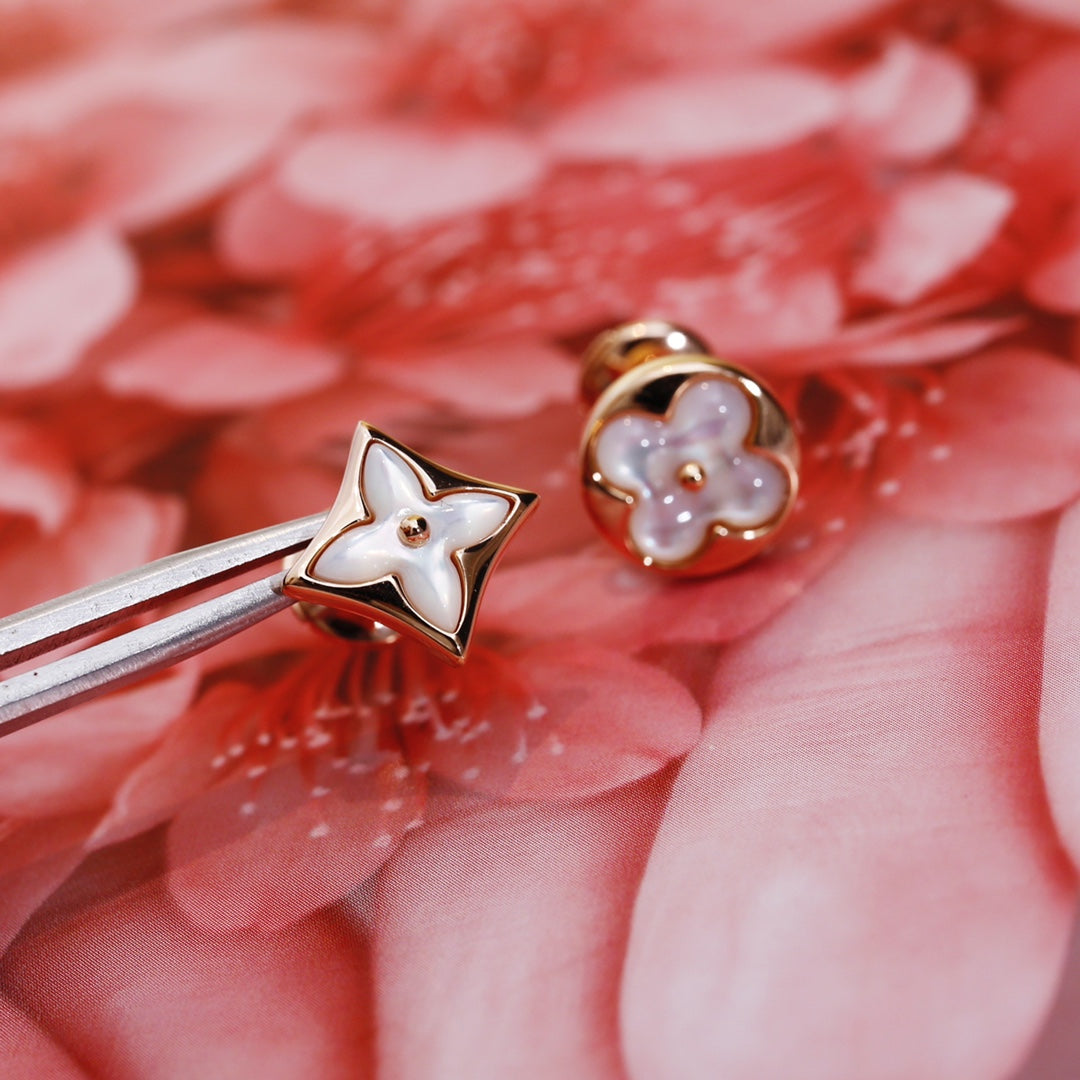 [Solara Jewelry ]スター＆サン ピンクゴールドMOPスタッドピアス
