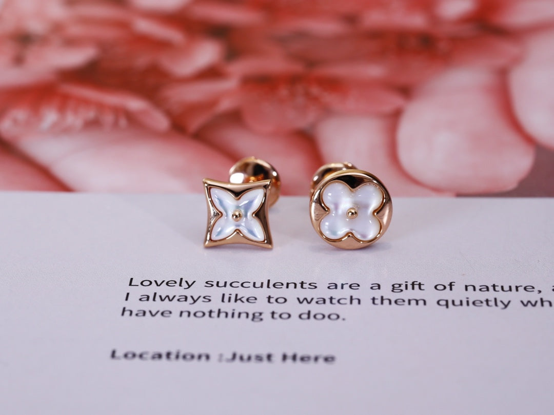 [Solara Jewelry ]スター＆サン ピンクゴールドMOPスタッドピアス