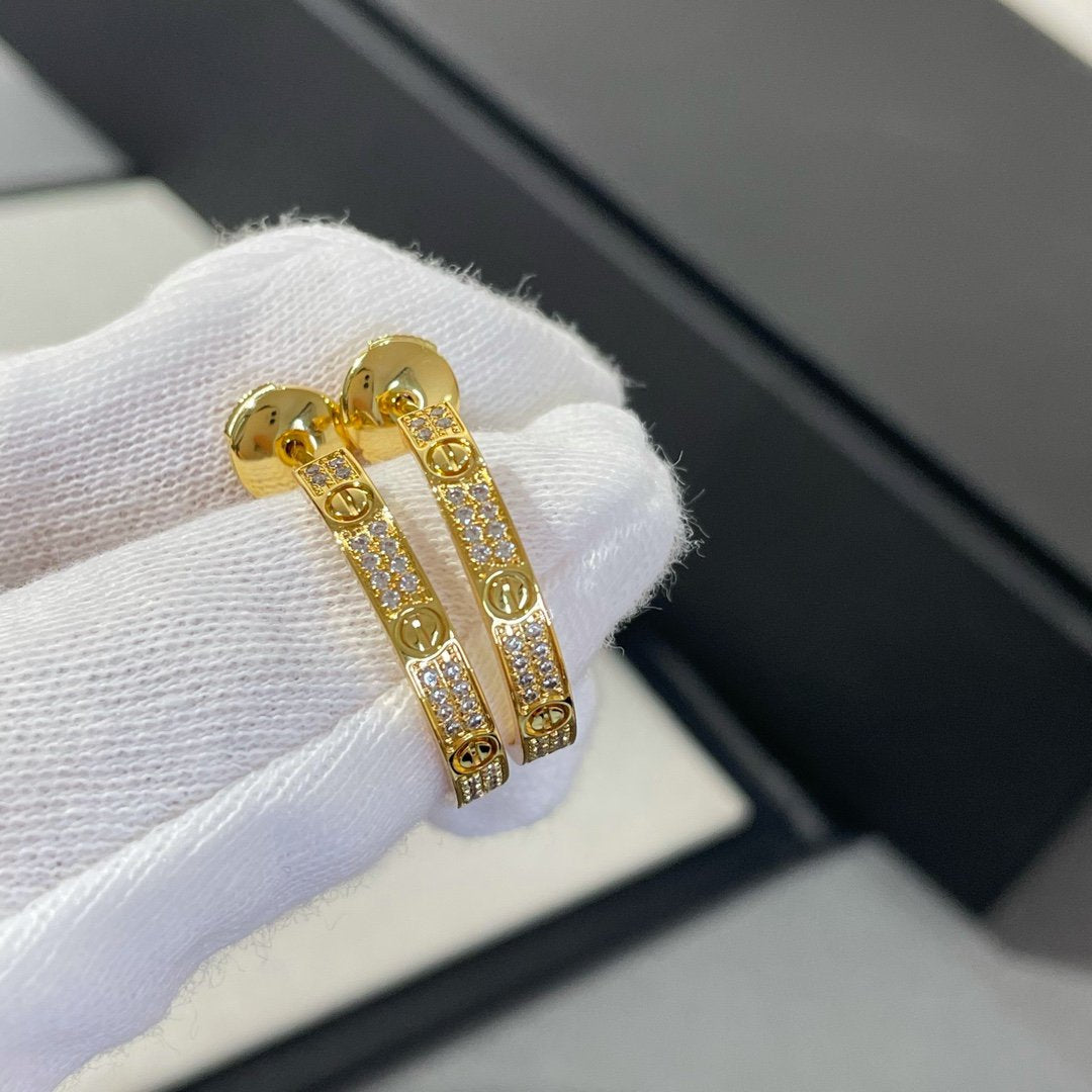 [ソララジュエリー ]ラブダイヤモンドゴールドフープピアス