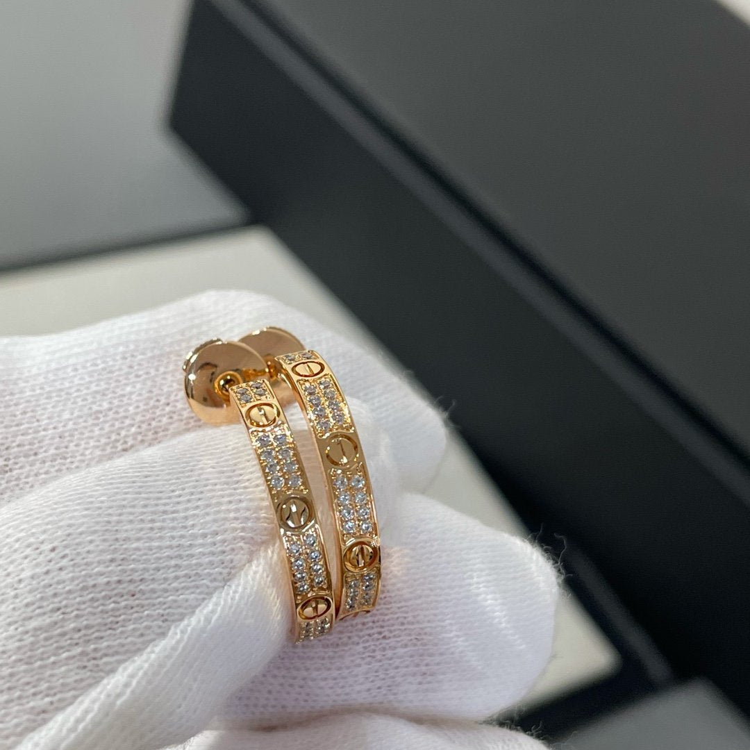 [Solara Jewelry ]LOVE ダイヤモンド ピンクゴールド フープピアス