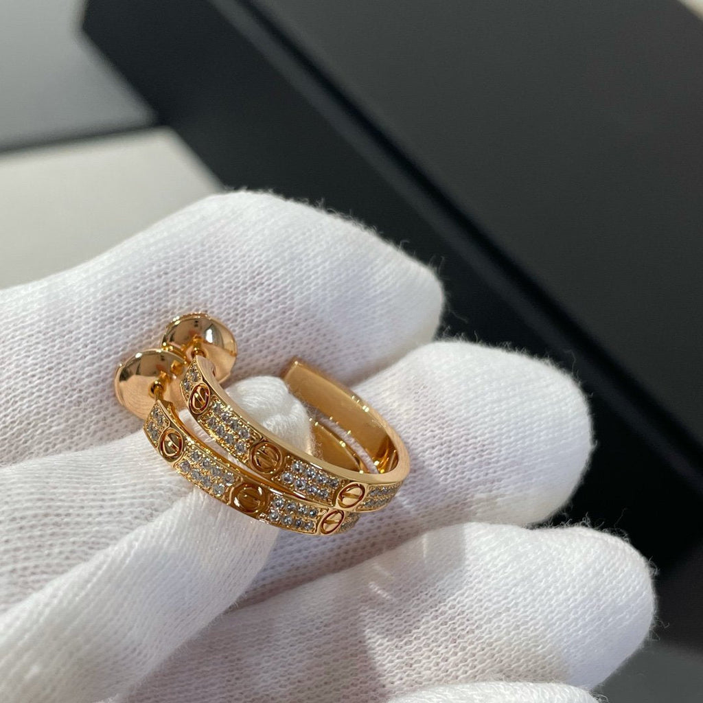[Solara Jewelry ]LOVE ダイヤモンド ピンクゴールド フープピアス
