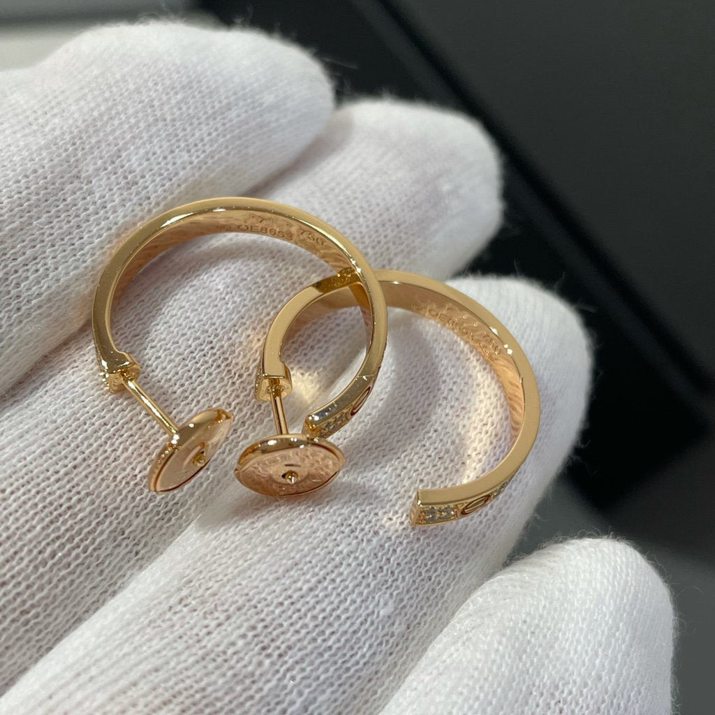 [Solara Jewelry ]LOVE ダイヤモンド ピンクゴールド フープピアス