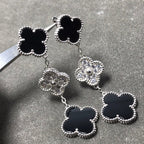[Solara Jewelry ]KLEE 3 MOTIV DIAMANT ONYX SILBER OHRRINGE