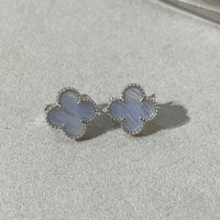 [Solara Jewelry ]CLOVER CHALCEDONY SILVER STUD EARRINGS