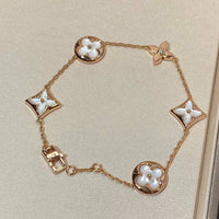 [Solara Jewelry ]STAR AND SUN 5 MOTIF MOP PINK GOLD BRACELET