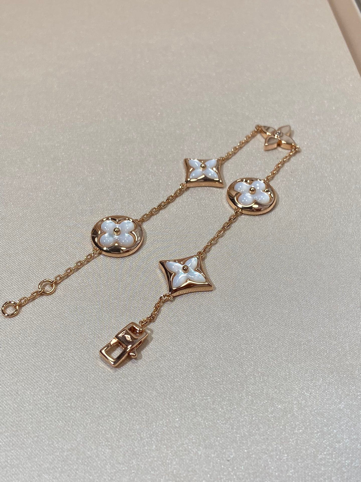 [Solara Jewelry ]STAR AND SUN 5 MOTIF MOP ピンクゴールドブレスレット