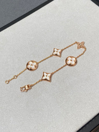 [Solara Jewelry ]STAR AND SUN 5 MOTIF MOP ピンクゴールドブレスレット